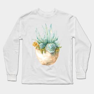 Succulent plants. watercolor. ragged edge Long Sleeve T-Shirt